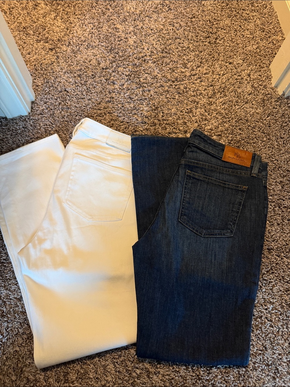 Women’s Jeans - White and Dark Blue Denim